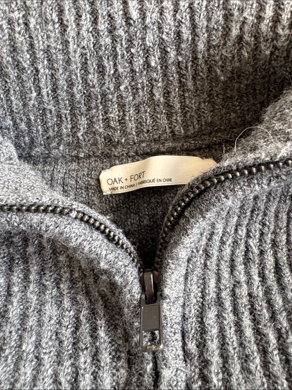 OAK + FORT Ribbed Half-Zip Sweater — Charcoal - Picture 2 of 4